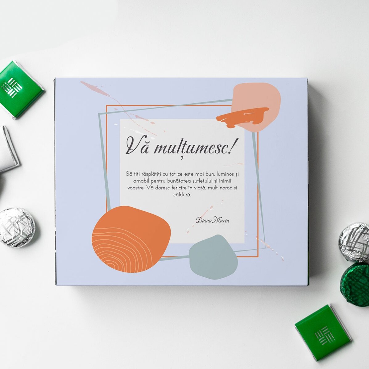 Boîte de bonbons personnalisée avec un message de remerciement