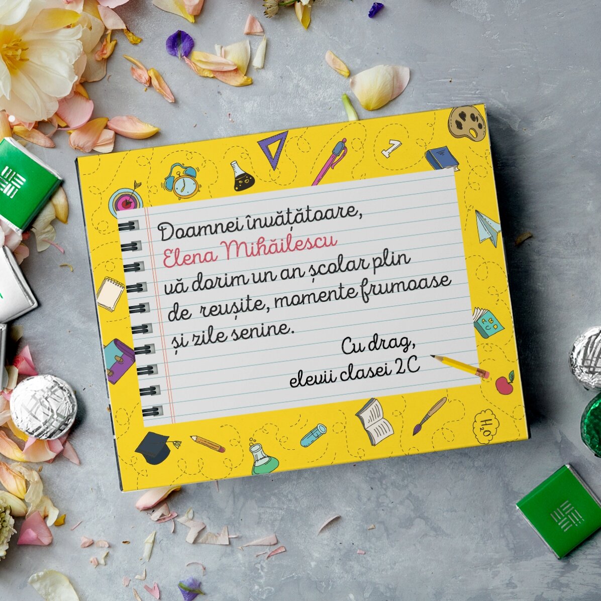 Boîte de bonbons personnalisée avec un message pour le début de l