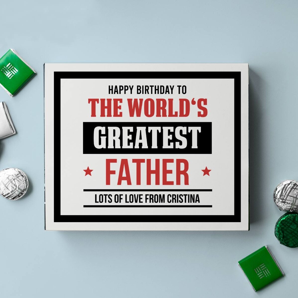 Boîte de bonbons personnalisée avec un message pour papa