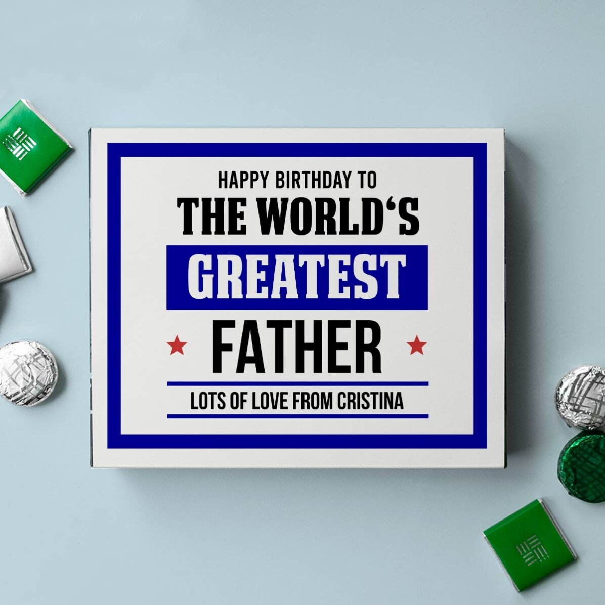 Boîte de bonbons personnalisée avec un message pour papa
