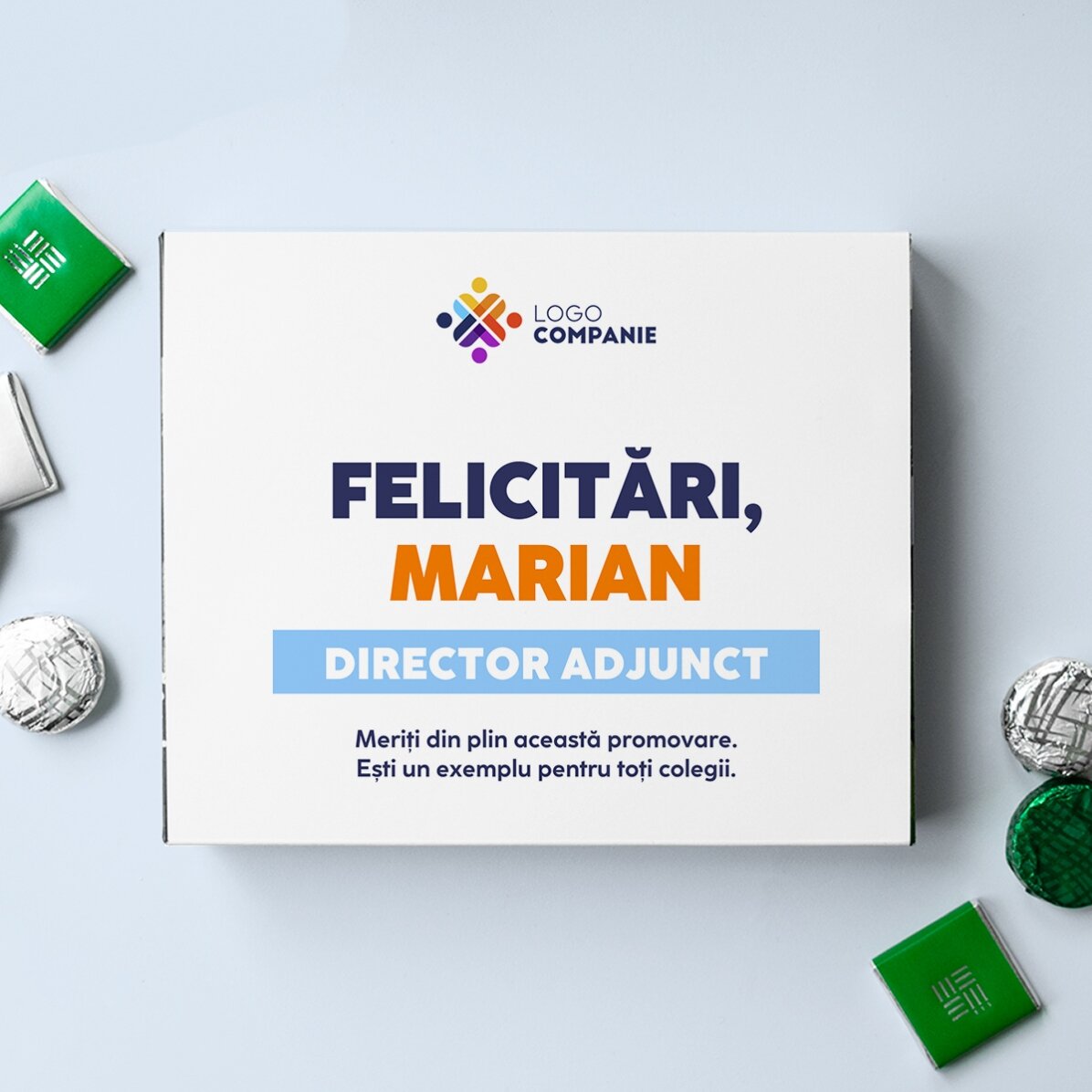 Boîte de bonbons personnalisée avec un message et un logo pour les employés