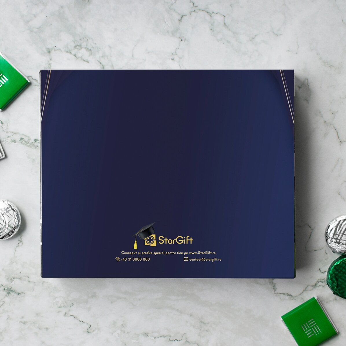 Boîte de bonbons personnalisée avec une photo et un message de remise des diplômes
