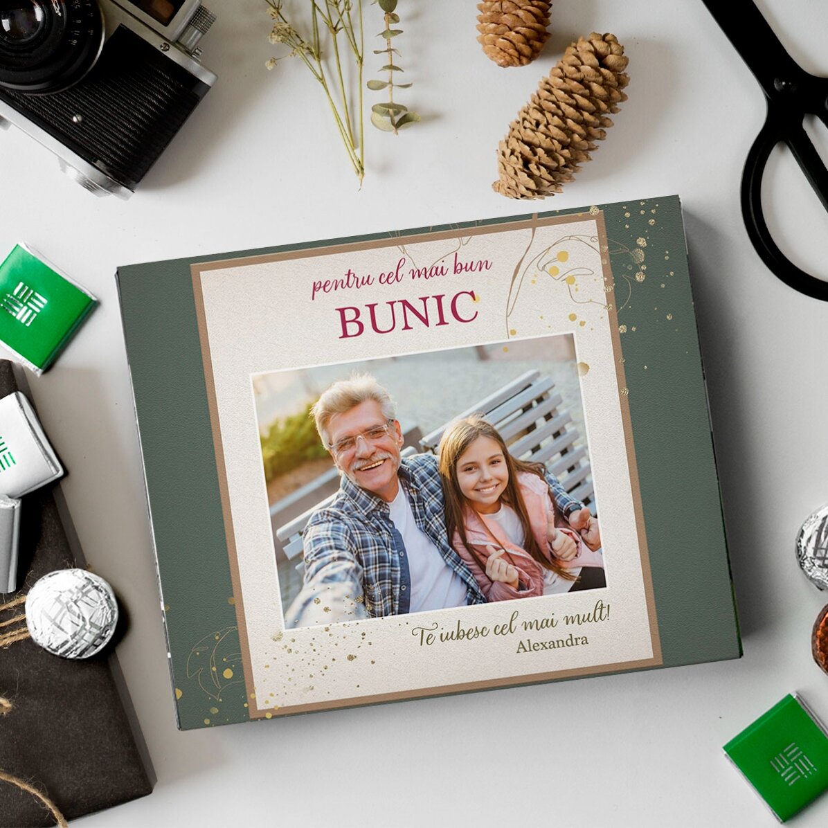 Boîte de bonbons personnalisée avec photo et message – pour le meilleur GRAND-PÈRE