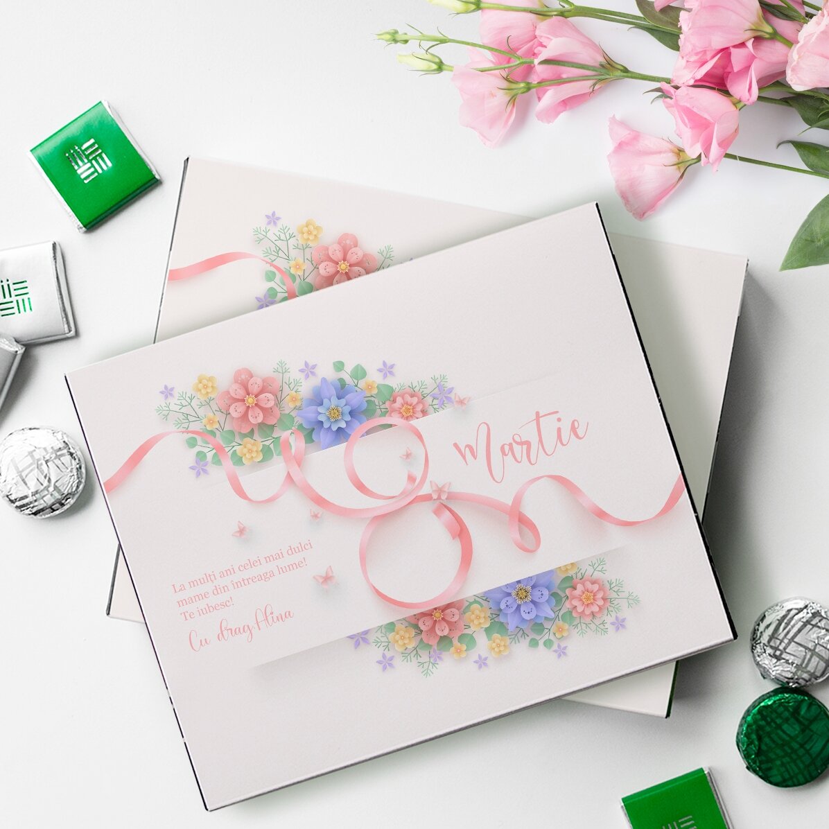 Boîte de bonbons personnalisée avec un message pour maman - 8 mars