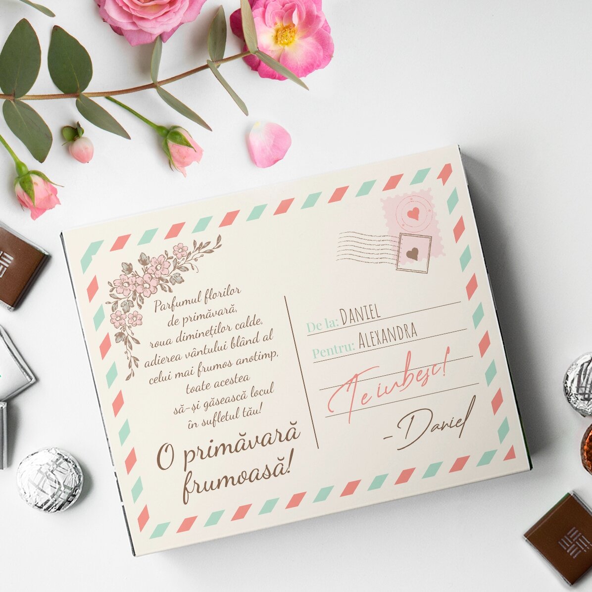 Boîte de bonbons personnalisée avec un texte - Vue