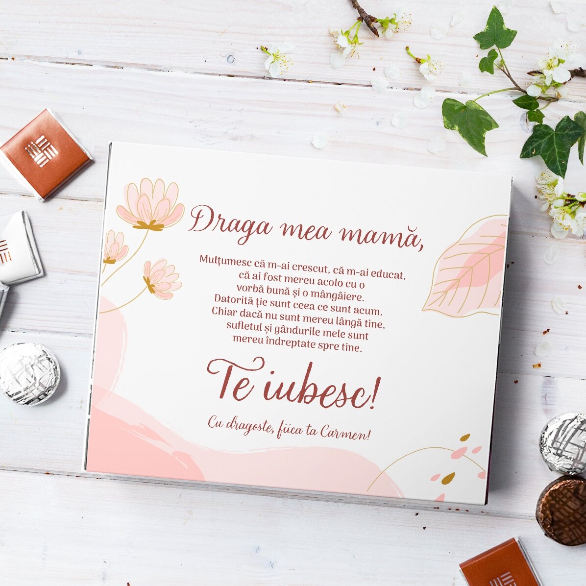 Boîte de bonbons personnalisée avec le texte : « Ma chère maman ! »