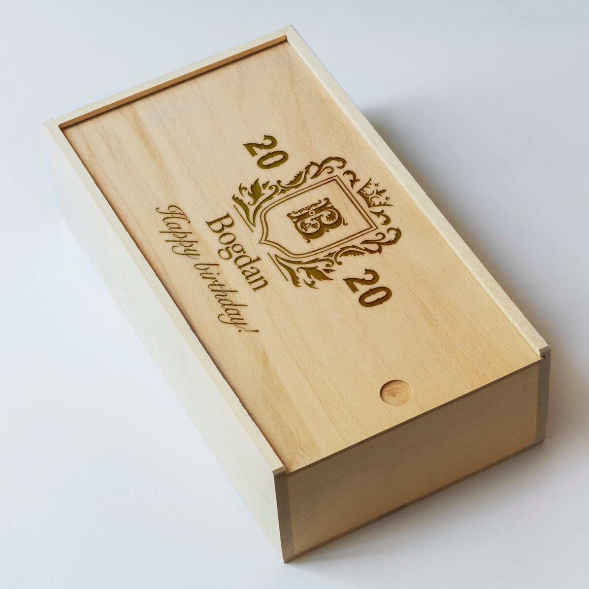 Coffret cadeau personnalisé en bois - Blason