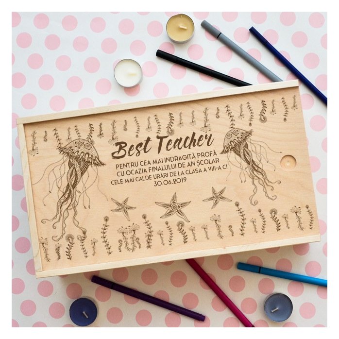 Coffret cadeau personnalisé en bois avec message - Best...