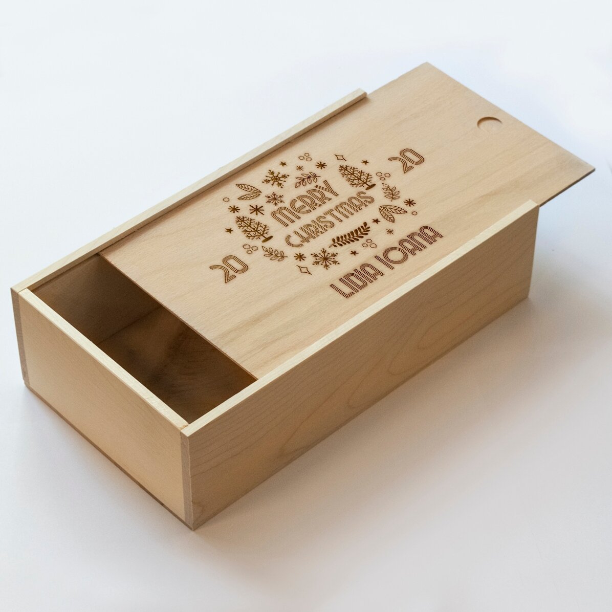 Coffret cadeau personnalisé en bois - Merry Christmas