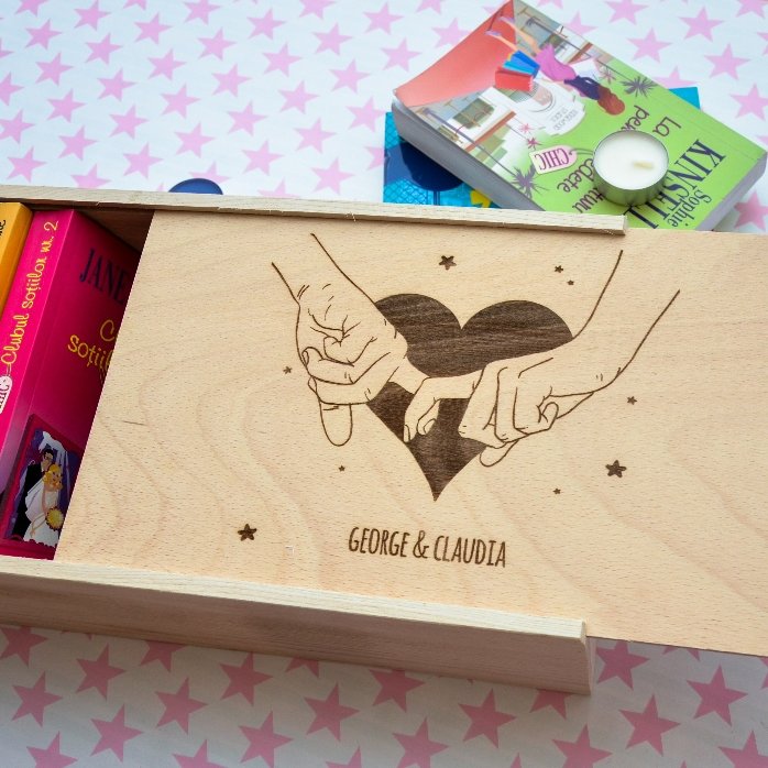 Coffret cadeau personnalisé en bois - Une histoire à deux