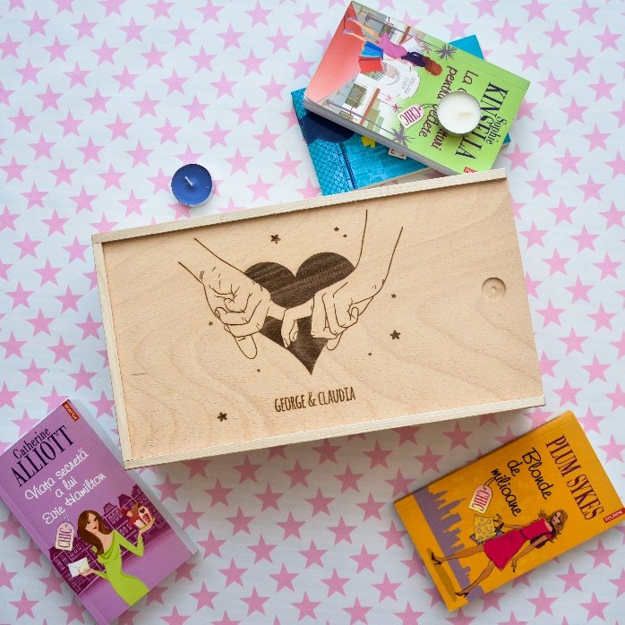 Coffret cadeau personnalisé en bois - Une histoire à deux