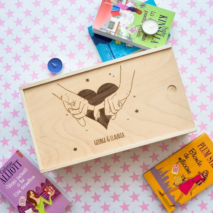 Coffret cadeau personnalisé en bois - Une histoire à deux