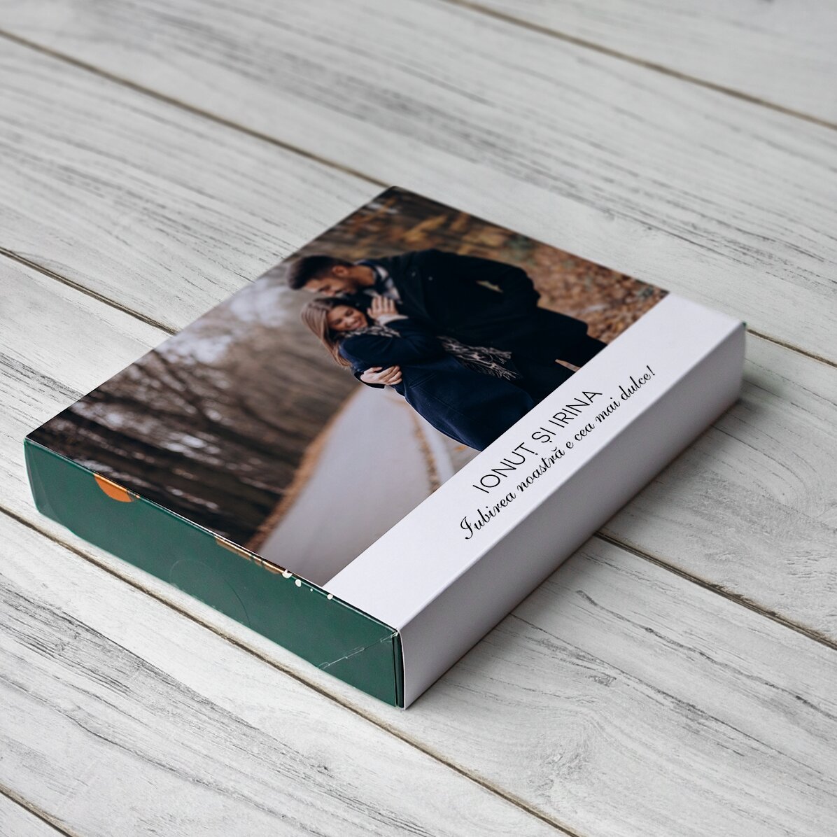 Boîte de bonbons personnalisée avec une photo et un texte