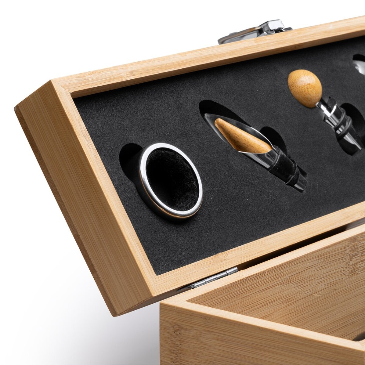 Coffret à vin en bambou avec accessoires, personnalisé avec un logo et un texte - Merci !