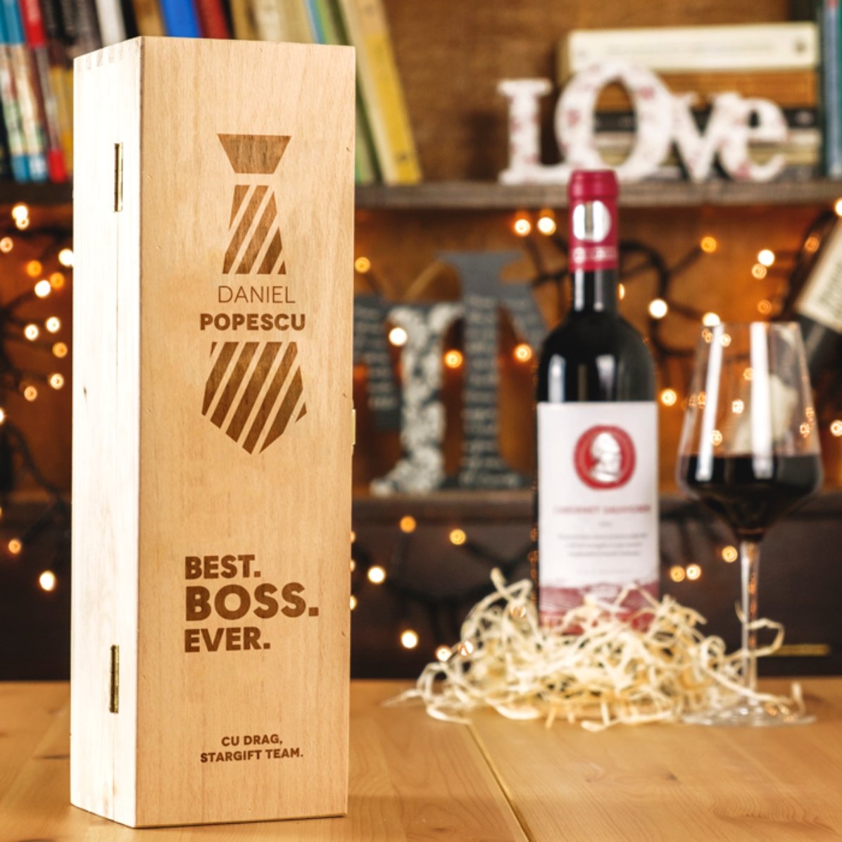 Caisse de vin personnalisée - Best Boss Ever 2
