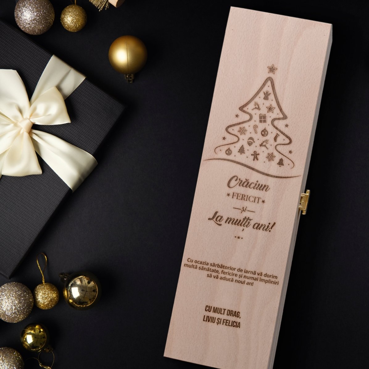 Caisse de vin personnalisée - Joyeux Noël et bonne année !