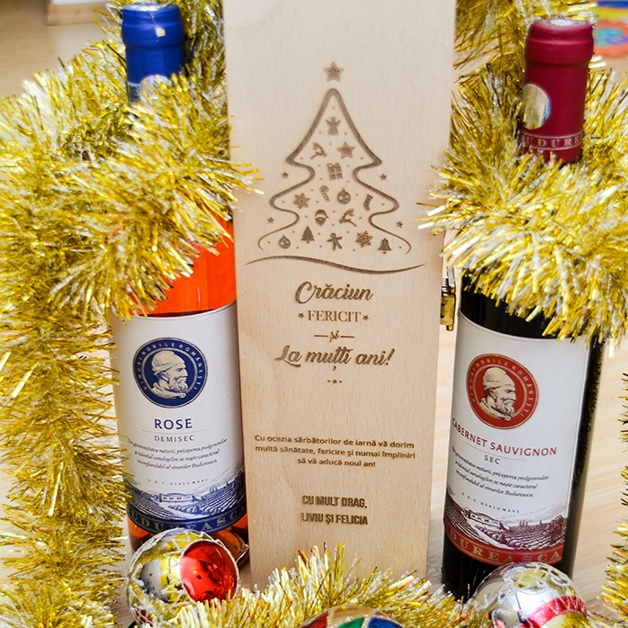 Caisse de vin personnalisée - Joyeux Noël et bonne année !