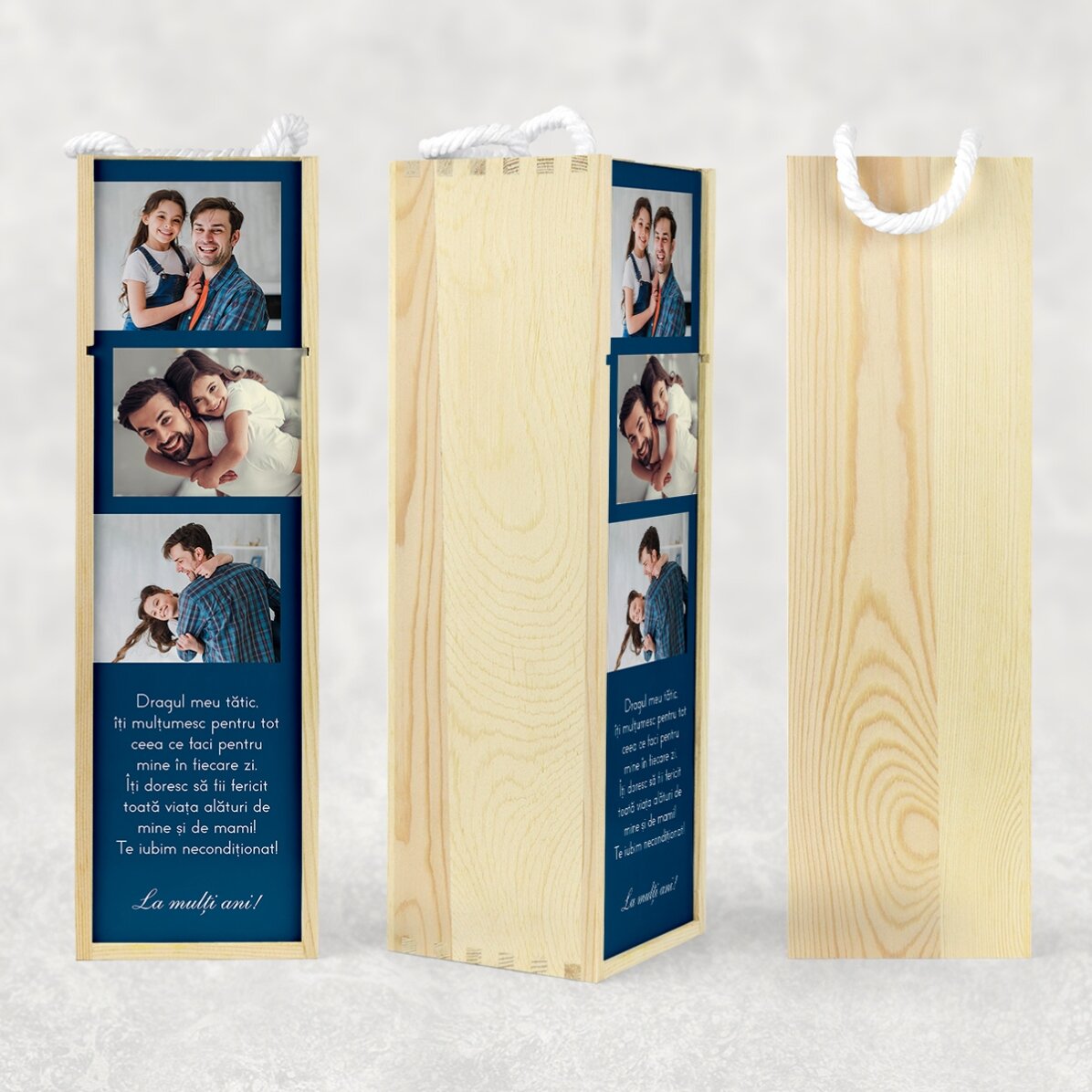 Coffret de vin personnalisé avec 3 photos et un message pour vos proches