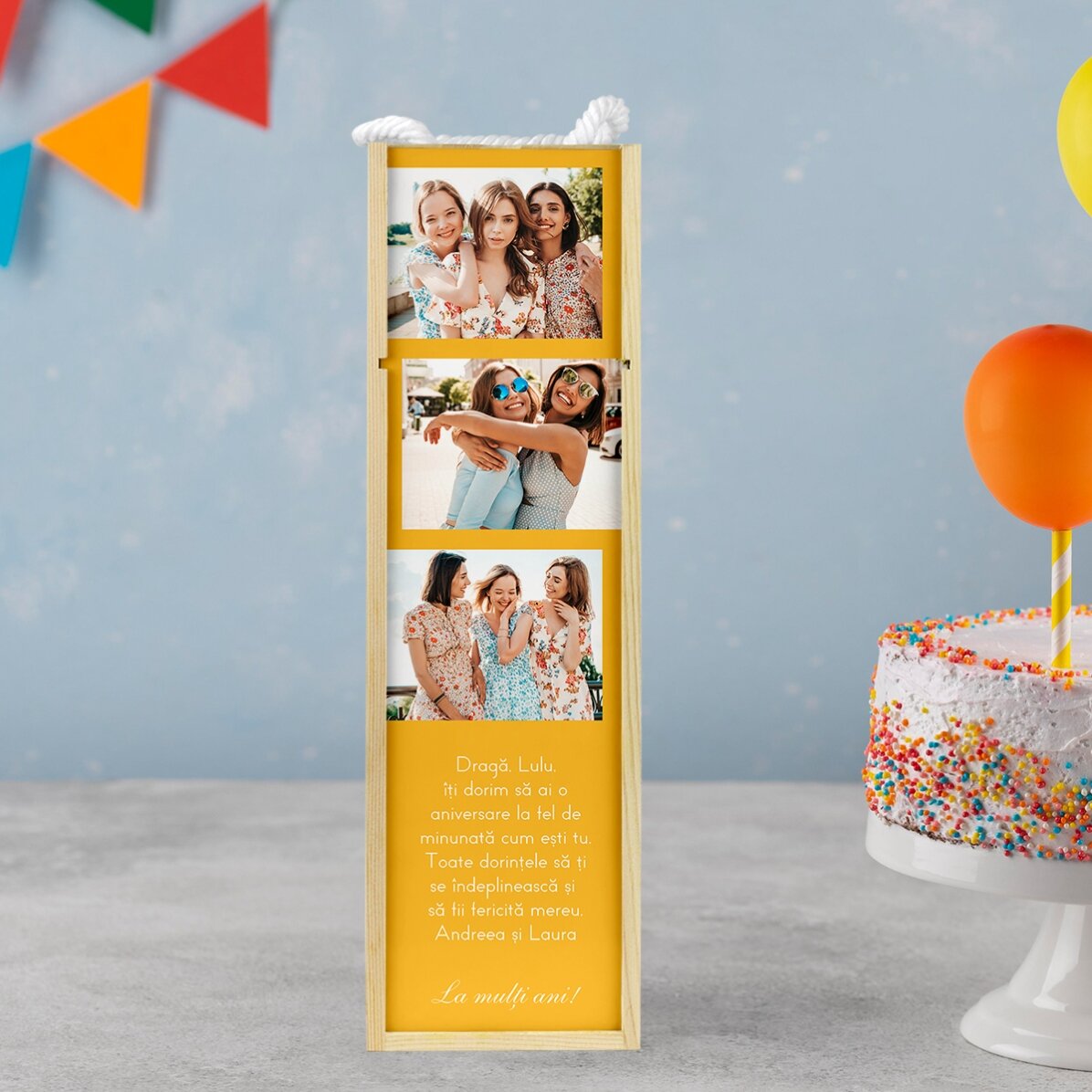 Coffret de vin personnalisé avec 3 photos et un message pour vos proches