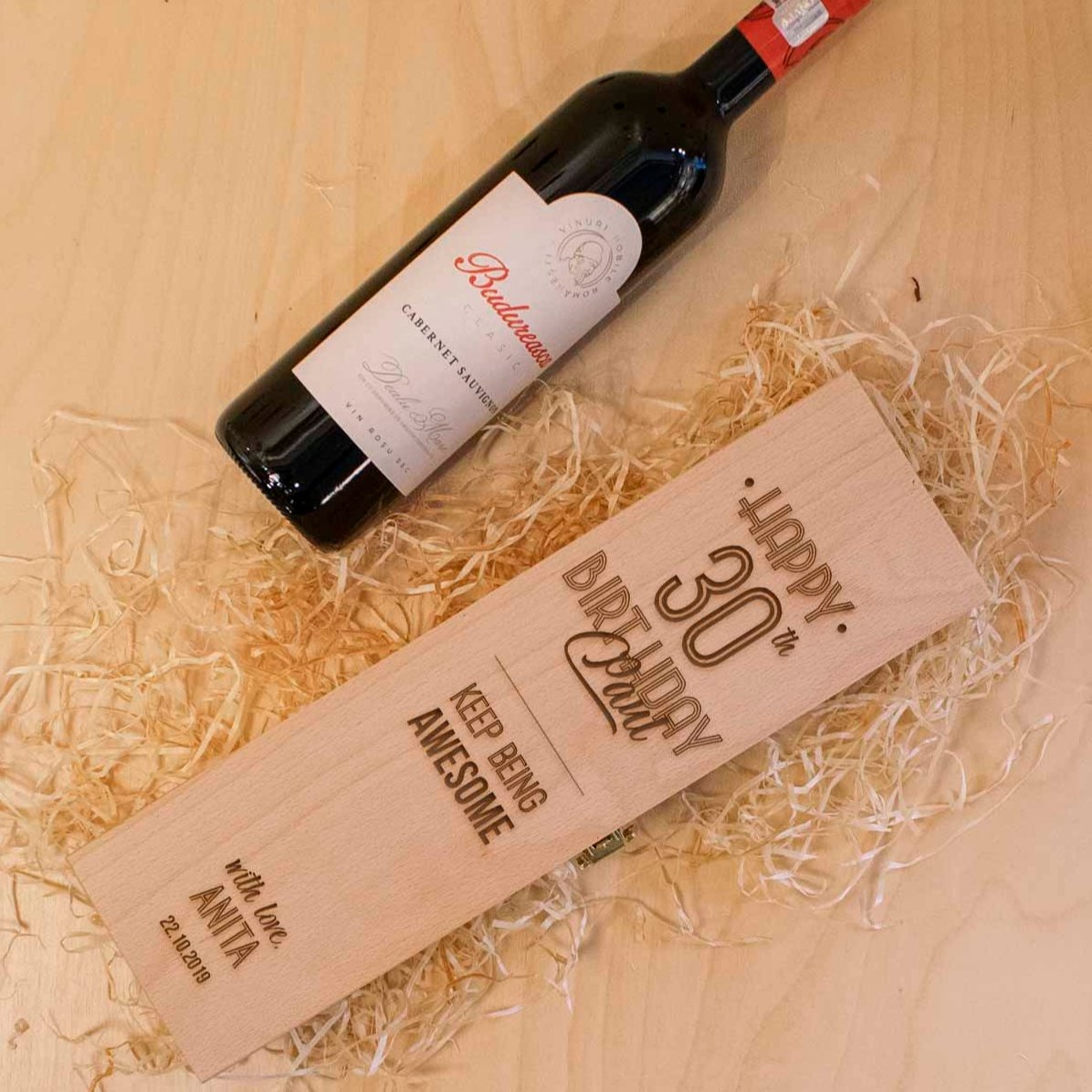 Caisse de vin personnalisée - Message d