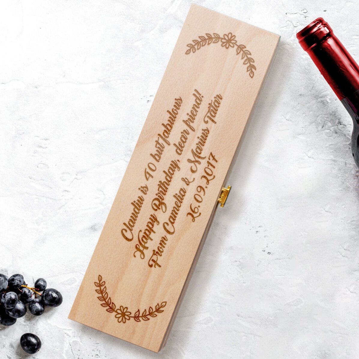 Caisse de vin personnalisée avec un message