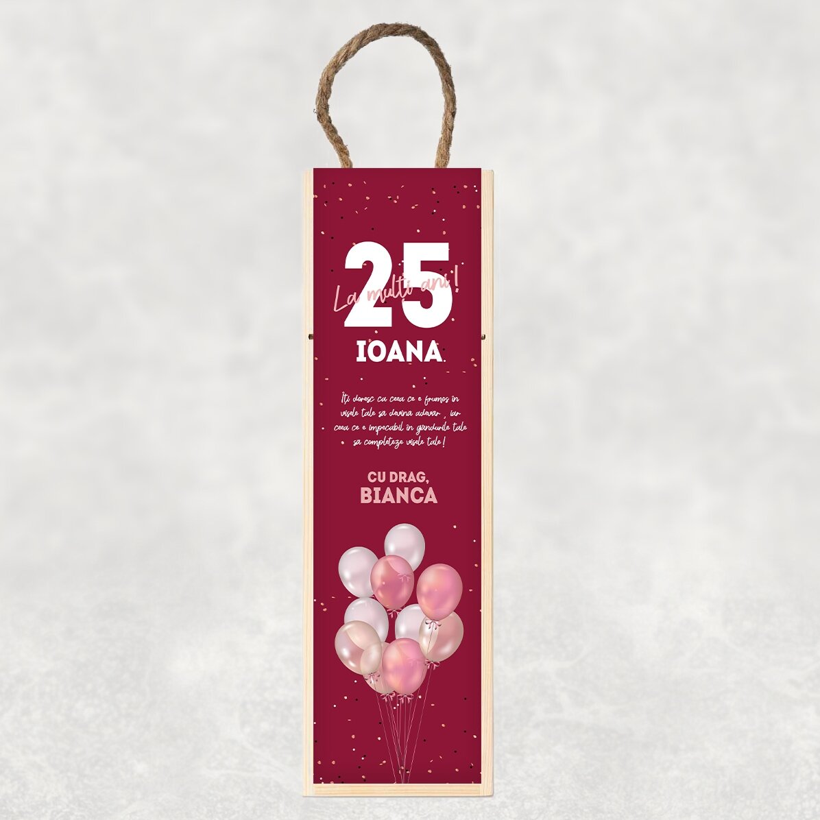 Coffret de vin personnalisé avec un message pour un anniversaire - Ballons