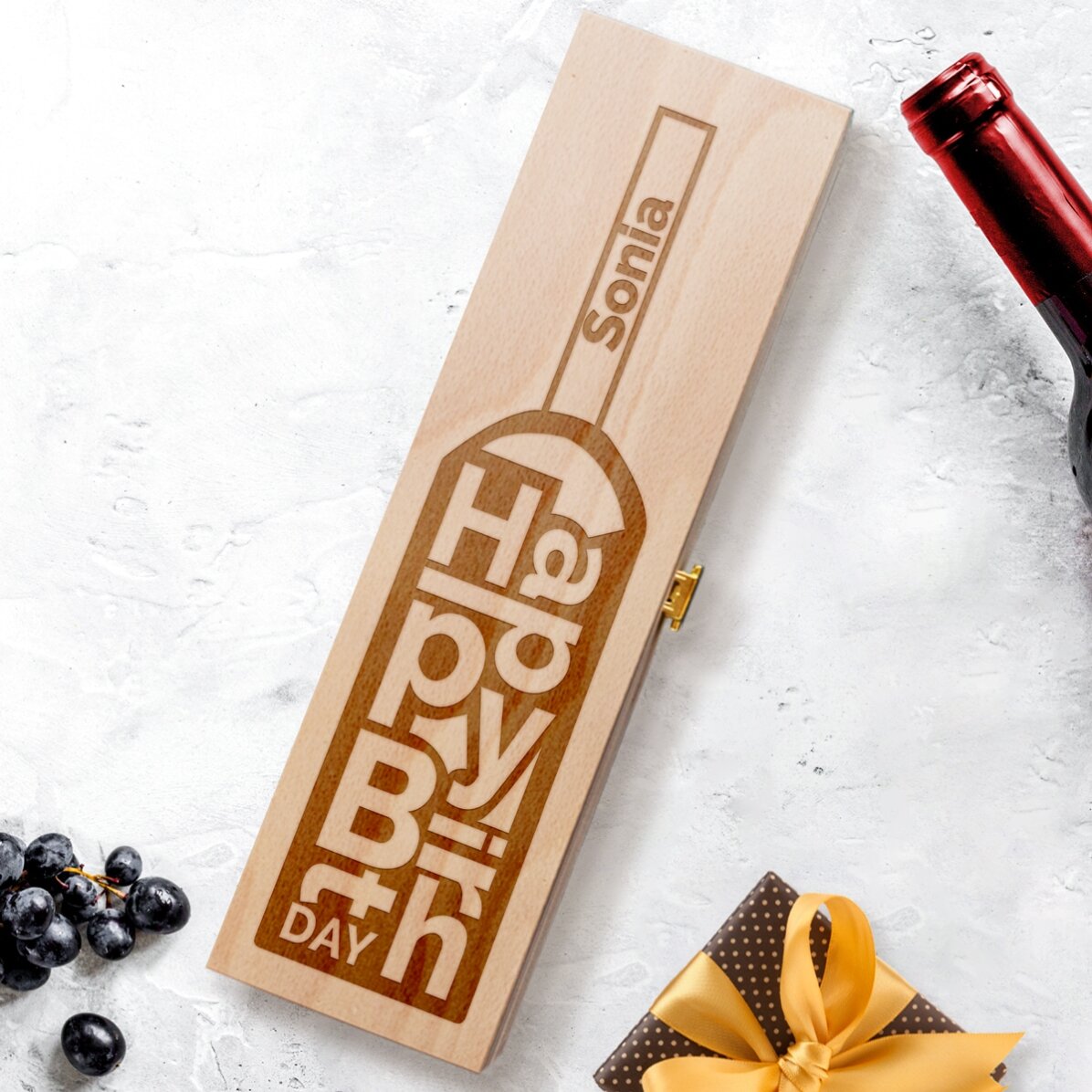 Coffret de vin personnalisé - Bouteille « Happy Birthday »