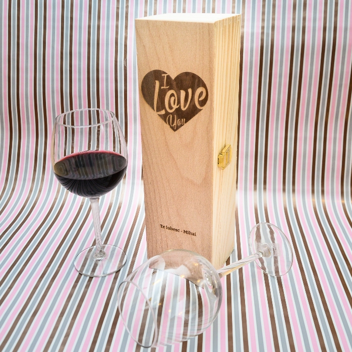 Caisse de vin personnalisée - I Love you
