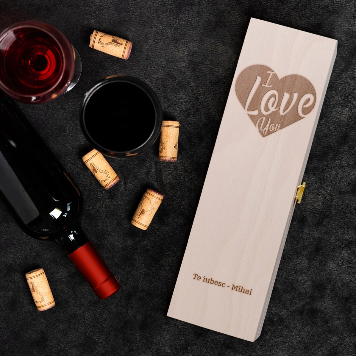 Caisse de vin personnalisée - I Love you
