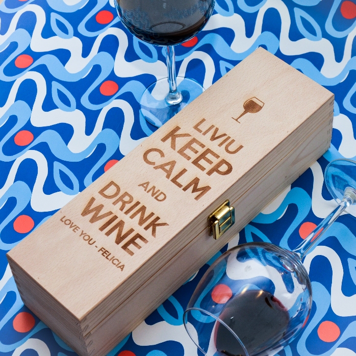 Caisse de vin personnalisée - Keep calm