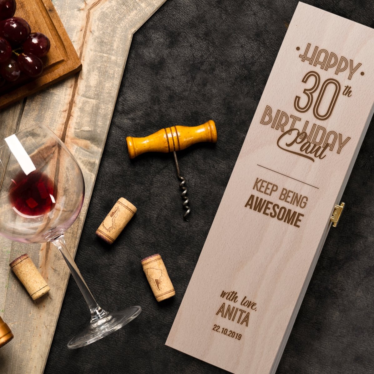 Caisse de vin personnalisée - Message d