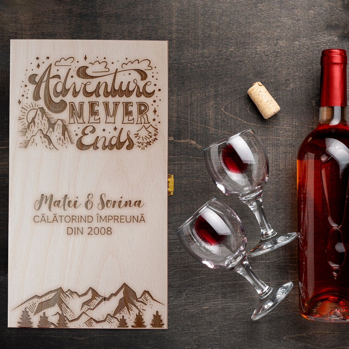 Coffret à vin personnalisé pour deux bouteilles - L