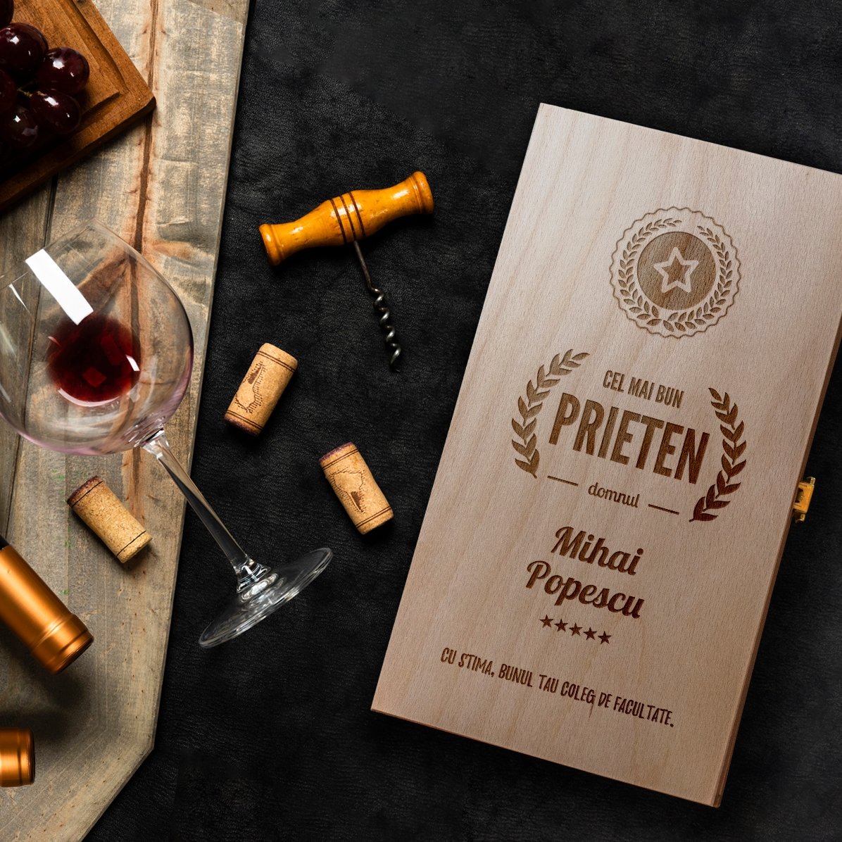 Coffret à vin personnalisé pour deux bouteilles - Le plus