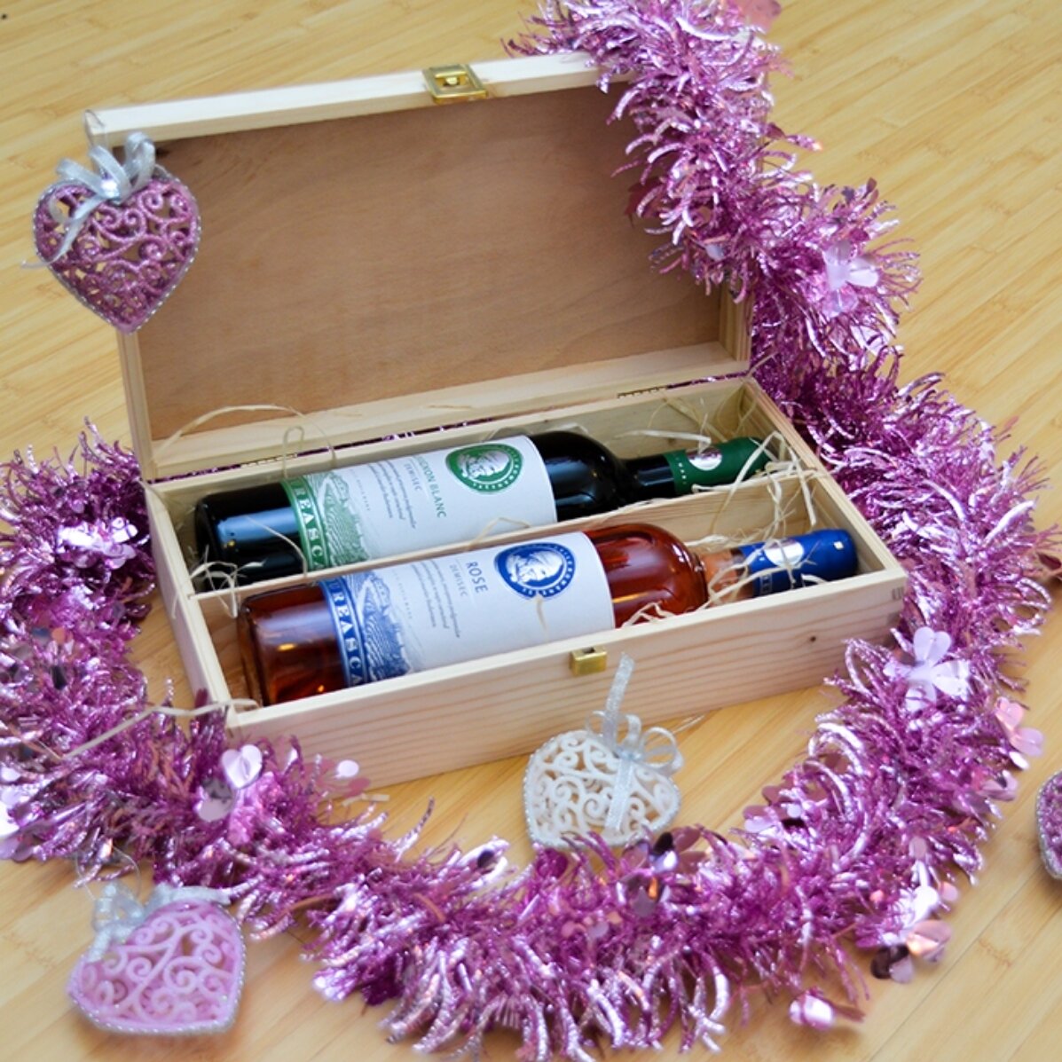 Coffret à vin personnalisé pour deux bouteilles - Joyeux Noël