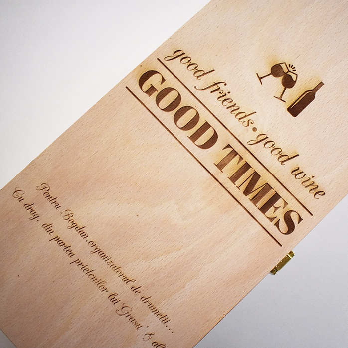 Coffret à vin personnalisé pour deux bouteilles - Good Friends, Good Wine, Good Times