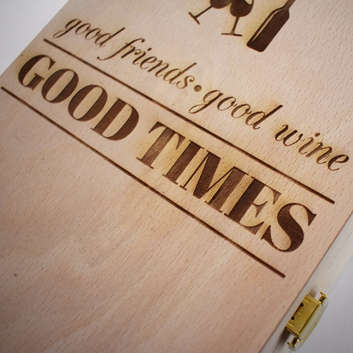 Coffret à vin personnalisé pour deux bouteilles - Good Friends, Good Wine, Good Times