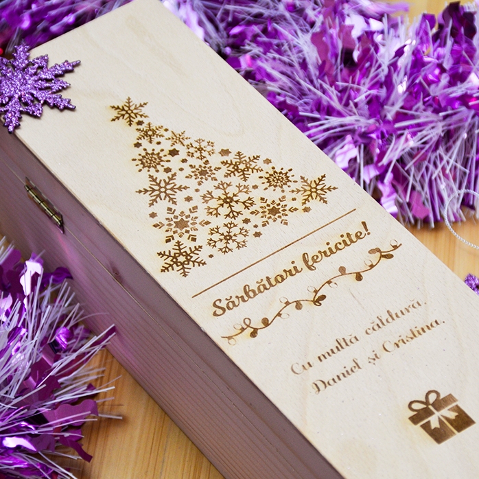 Caisse de vin personnalisée - Joyeuses fêtes