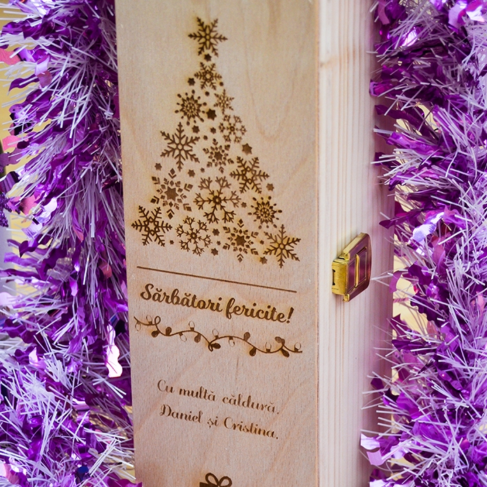 Caisse de vin personnalisée - Joyeuses fêtes