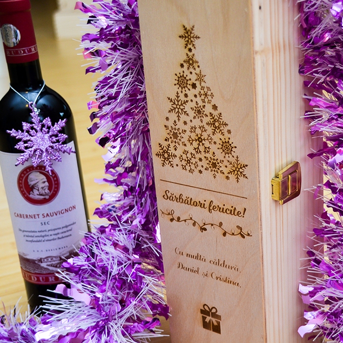 Caisse de vin personnalisée - Joyeuses fêtes