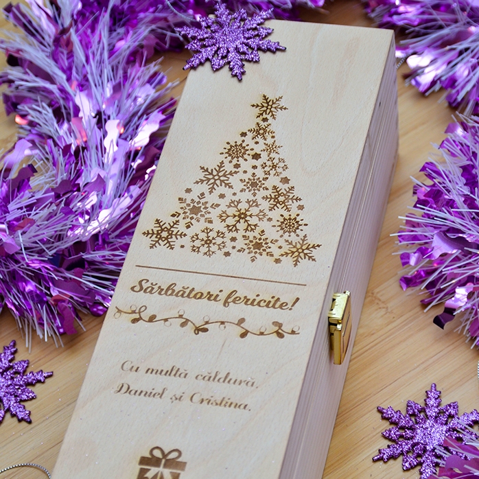 Caisse de vin personnalisée - Joyeuses fêtes