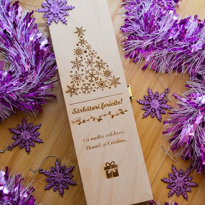 Caisse de vin personnalisée - Joyeuses fêtes
