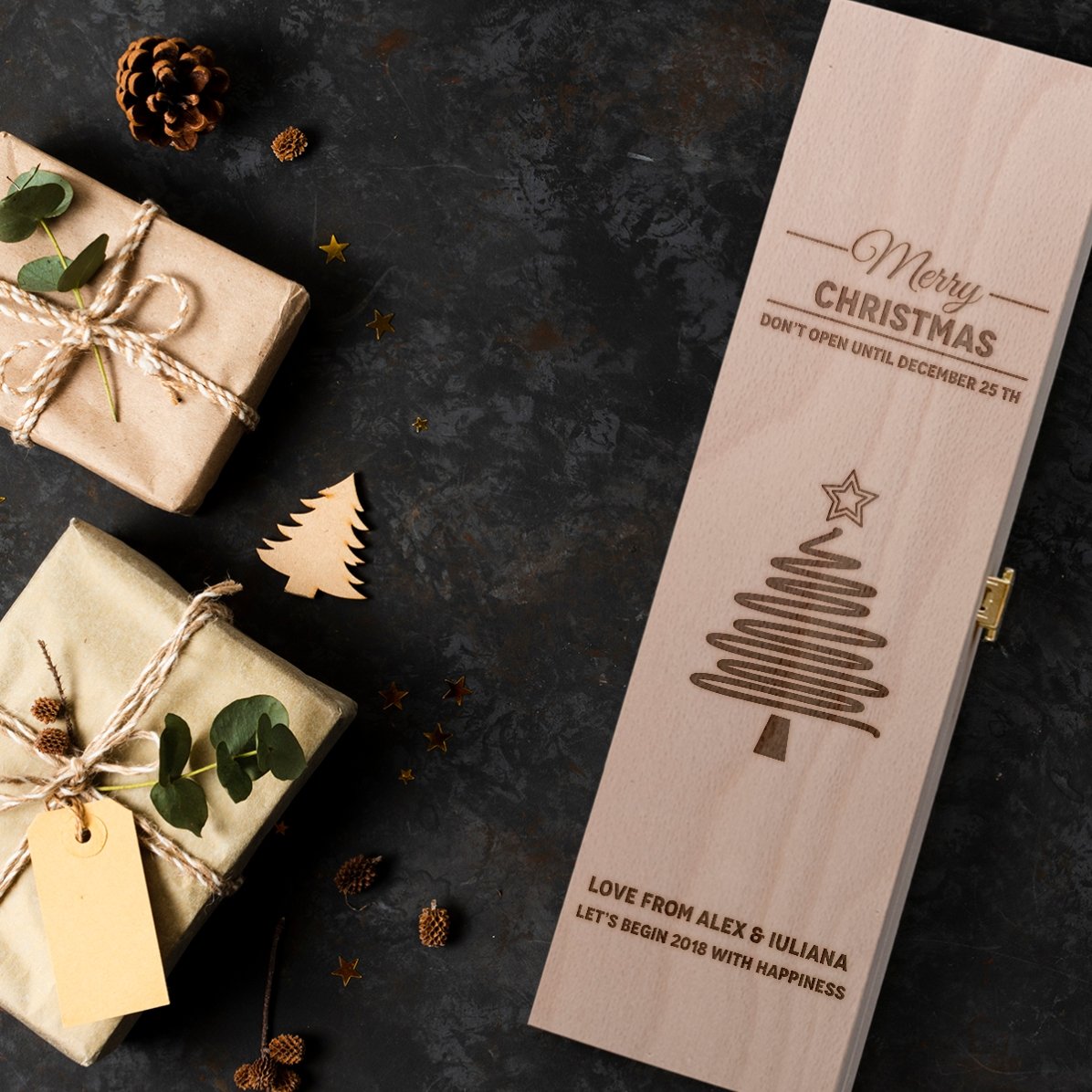 Coffret de vin personnalisé - Star Christmas Tree