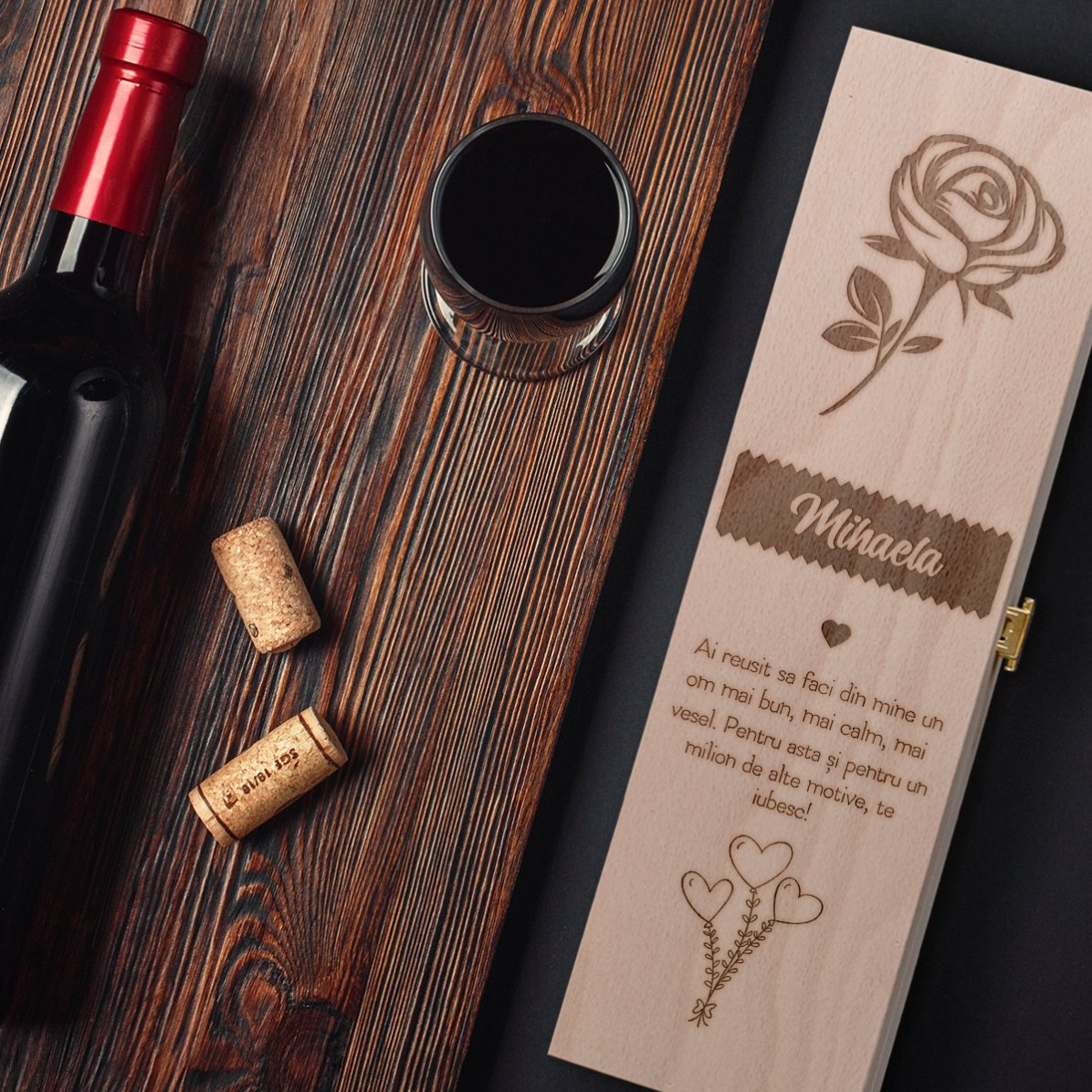 Coffret de vin personnalisé - La rose de l