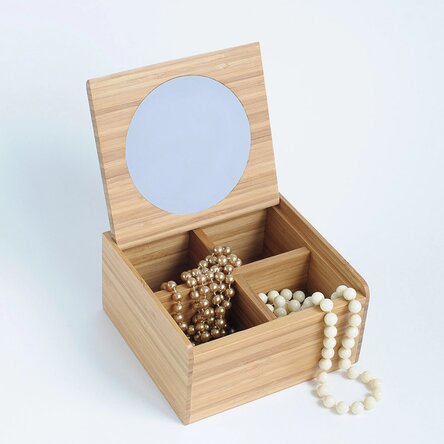 Boîte à bijoux en bois avec compartiments et miroir - avenatura