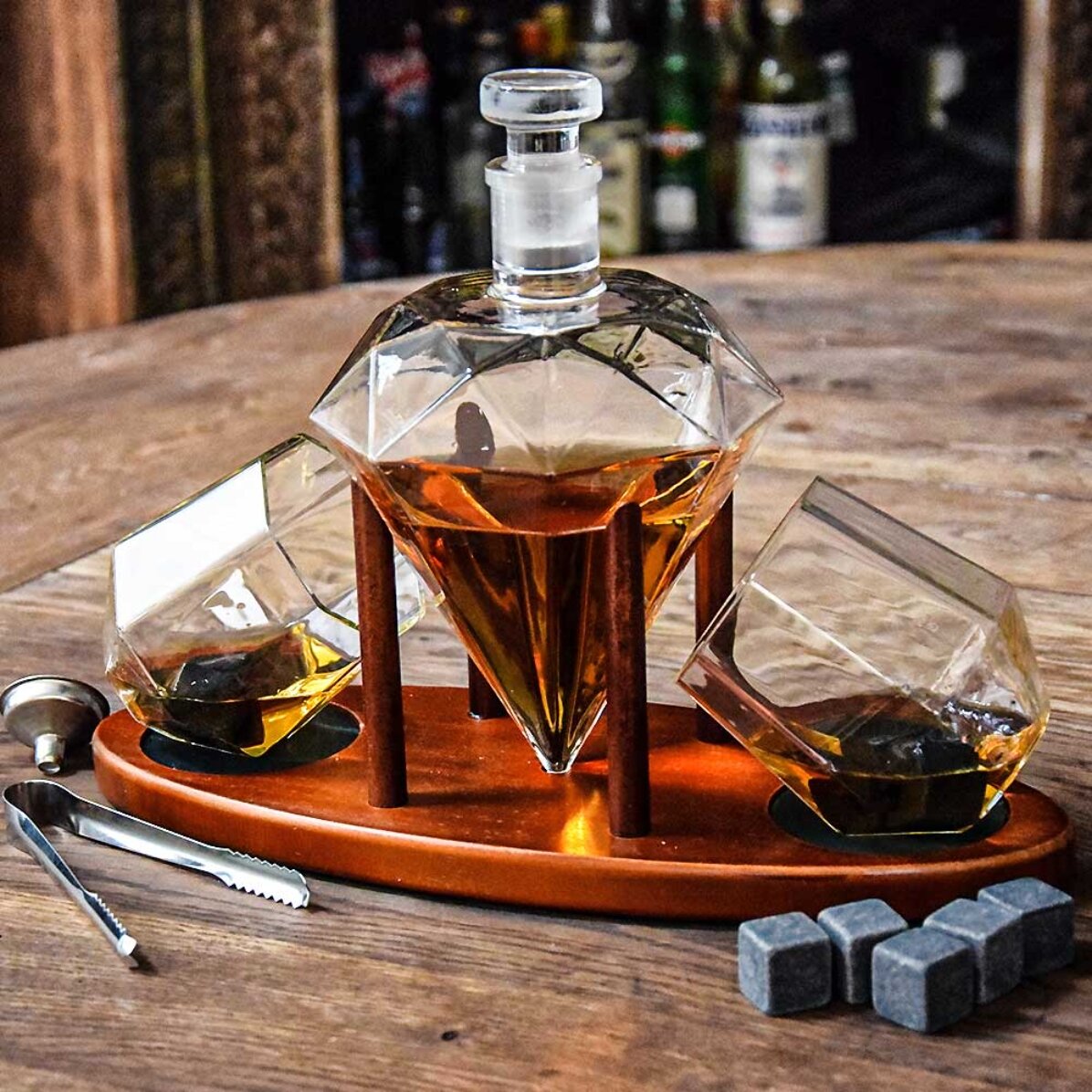 Décanteur de luxe « Diamant » avec deux verres
