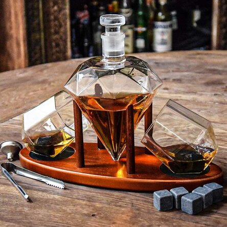 Décanteur de luxe « Diamant » avec deux verres