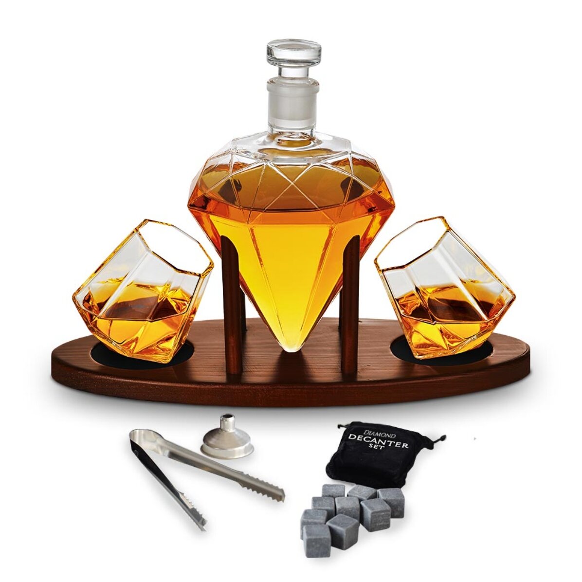 Décanteur de luxe « Diamant » avec deux verres