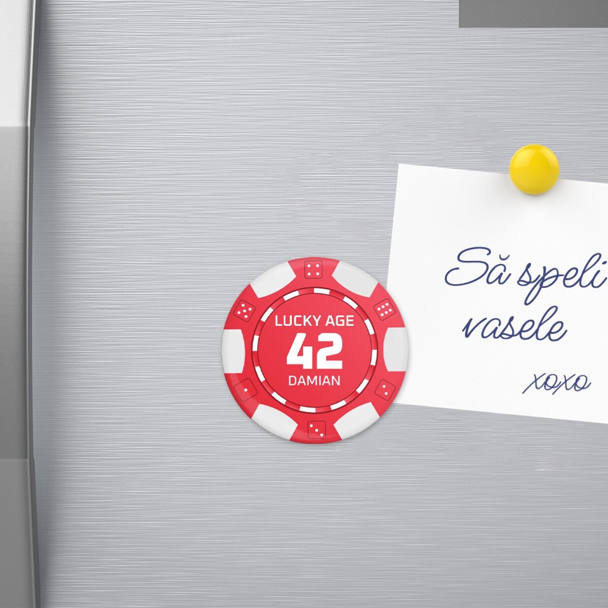 Décapsuleur à aimant personnalisé avec message - Jeton de poker