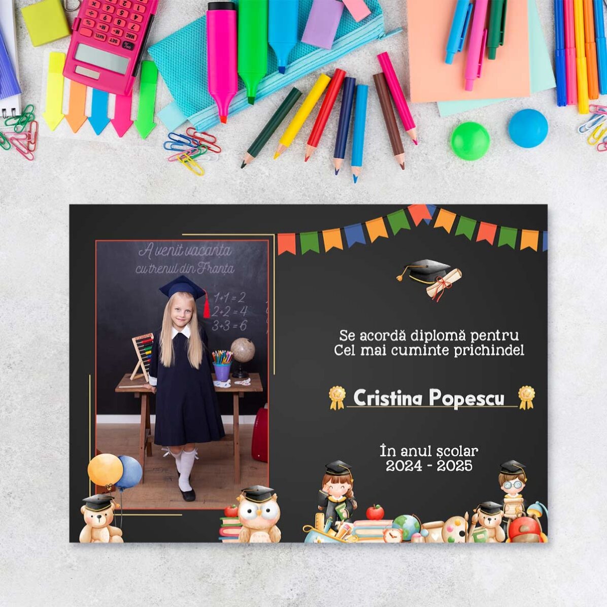 Diplôme personnalisé avec photo et texte - Pour les écoliers