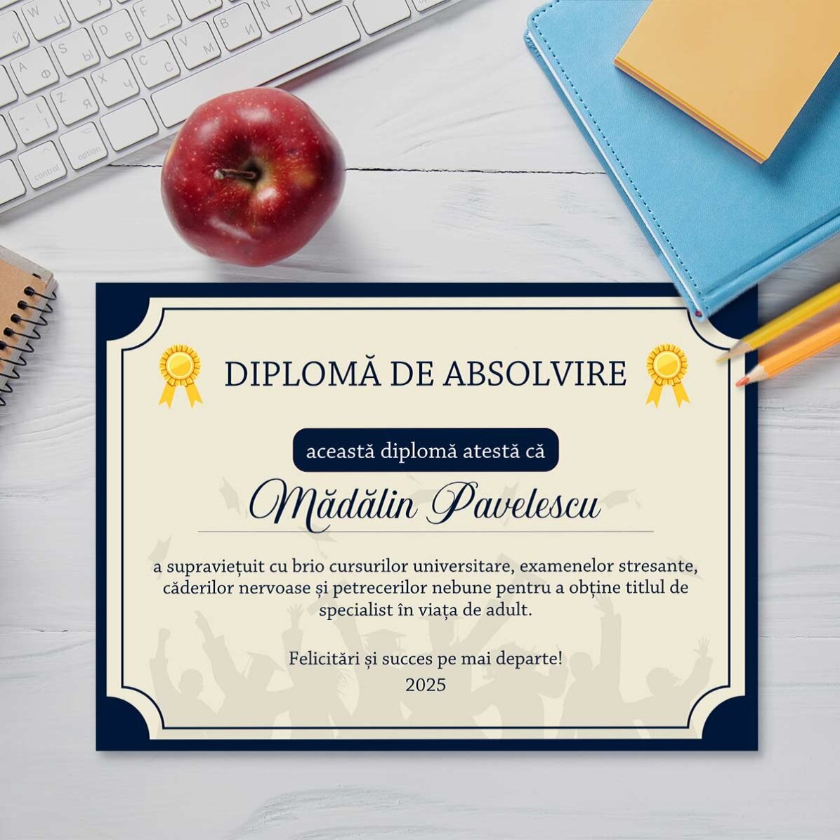 Diplôme personnalisé avec texte - La vie d